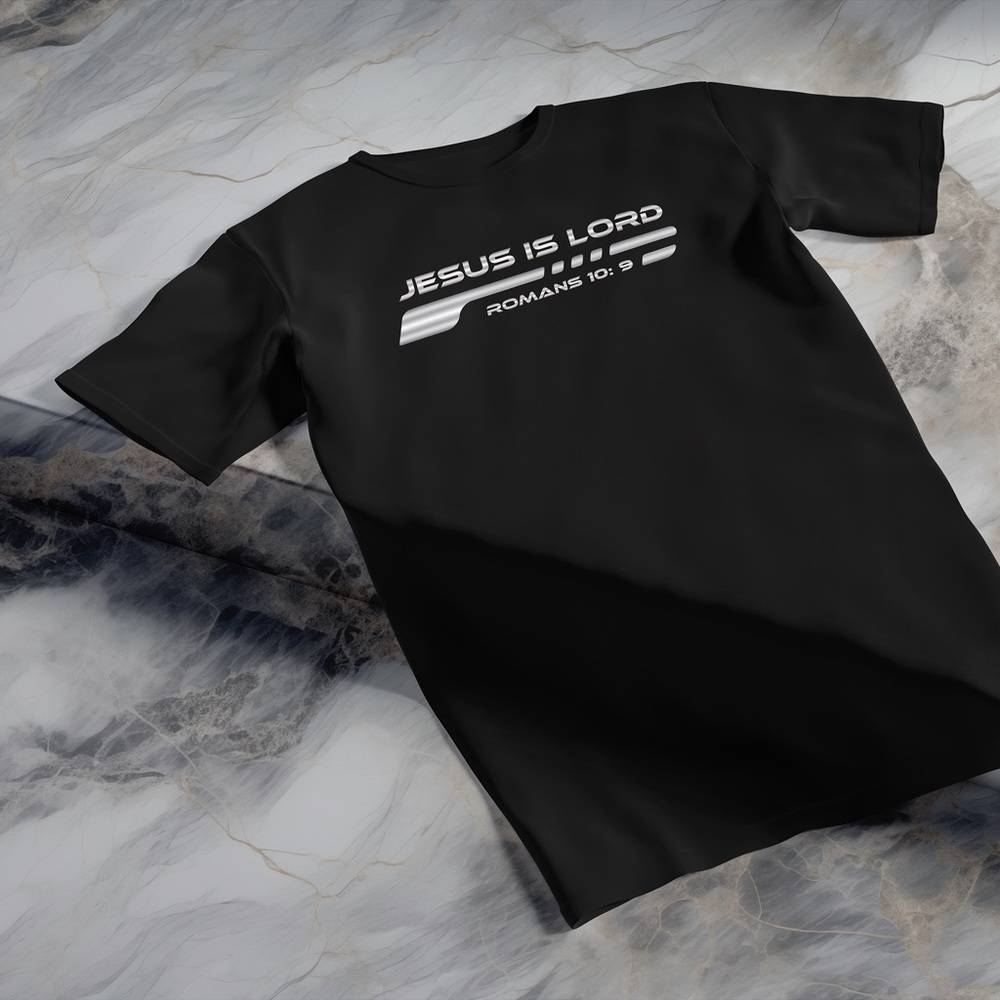 Men’s Shirt Jesus Is LORD Romans 10: 9 Christian Faith Bible Verse T-Shirt